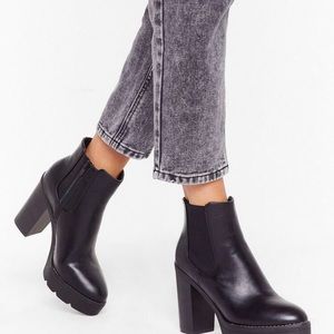 Black leather booties